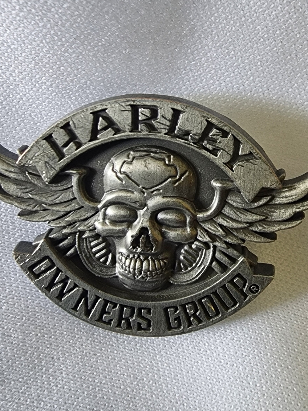 Harley Owners Group Winged Skull Pin Silver Tone